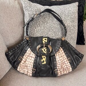 Dior Limited Edition Black Crocodile Textured Leather Savane Chic Flap Bag rare